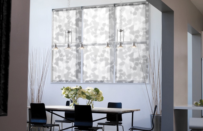 Dining Room Shades In Charlotte, NC Decorative gray shades in dining room